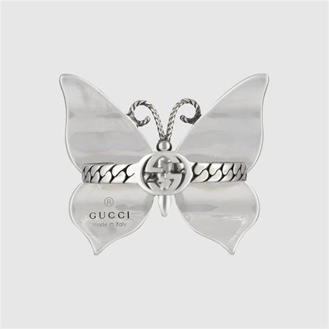 gucci sterling silver butterfly ring